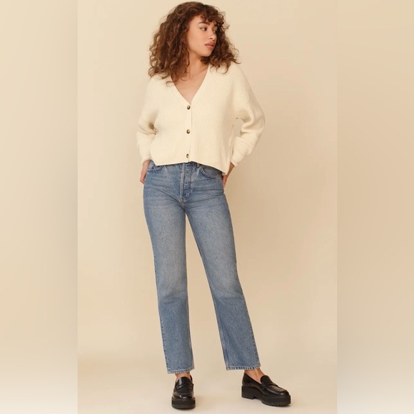 Reformation Cream Button-Up Cardigan Sweater Size Small - Picture 6 of 12